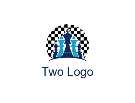 chess pieces  with a chessboard background logo