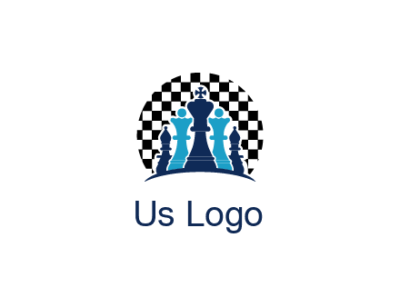 chess pieces  with a chessboard background logo