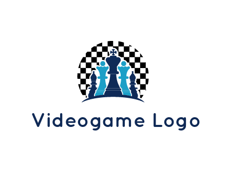 chess pieces  with a chessboard background logo