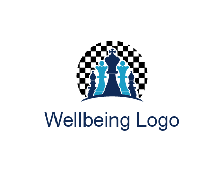 chess pieces  with a chessboard background logo