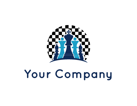 chess pieces  with a chessboard background logo