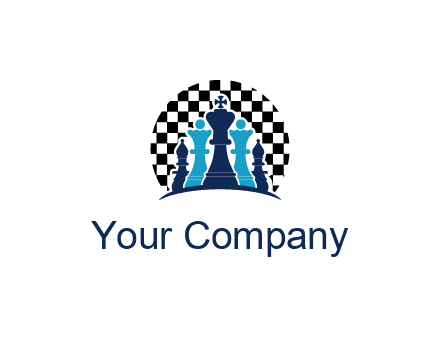 chess pieces  with a chessboard background logo