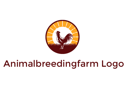 rooster standing in front of the sun logo