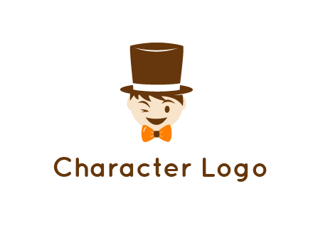 winking character with bow tie and top hat