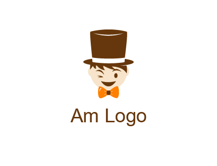 winking character with bow tie and top hat