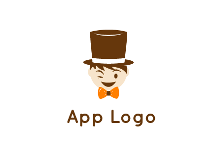 winking character with bow tie and top hat