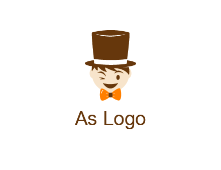 winking character with bow tie and top hat