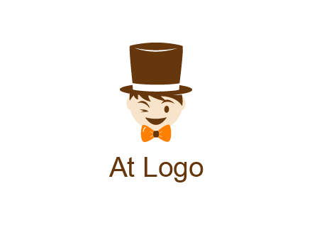winking character with bow tie and top hat