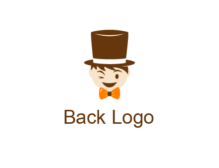 winking character with bow tie and top hat