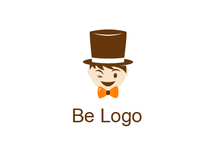 winking character with bow tie and top hat