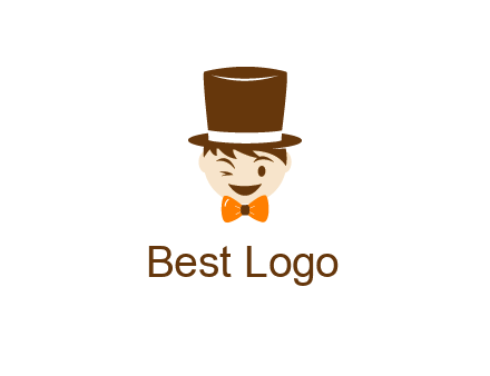 winking character with bow tie and top hat