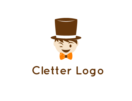 winking character with bow tie and top hat