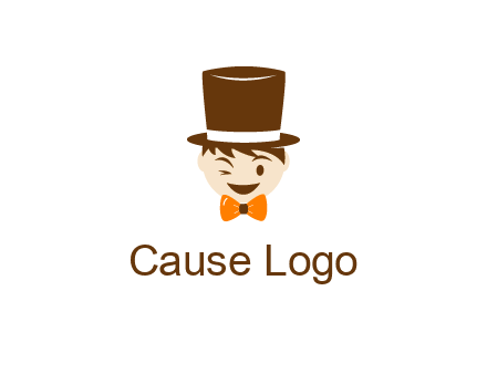 winking character with bow tie and top hat