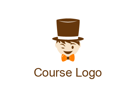 winking character with bow tie and top hat