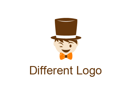 winking character with bow tie and top hat