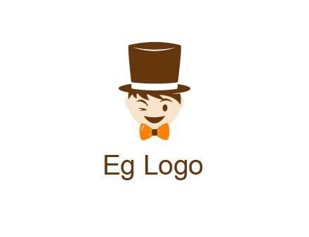 winking character with bow tie and top hat