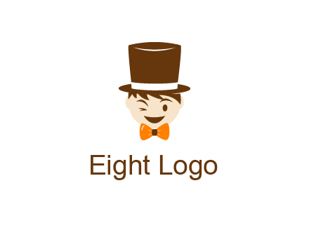 winking character with bow tie and top hat