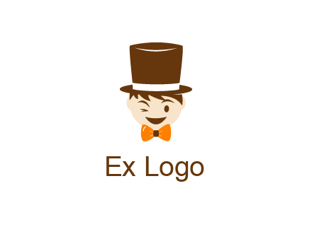 winking character with bow tie and top hat