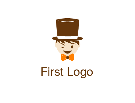 winking character with bow tie and top hat