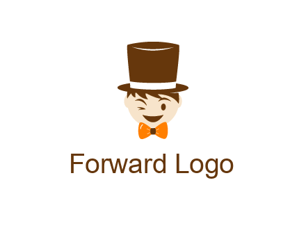 winking character with bow tie and top hat