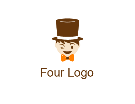 winking character with bow tie and top hat