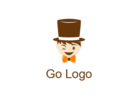 winking character with bow tie and top hat