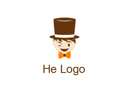 winking character with bow tie and top hat