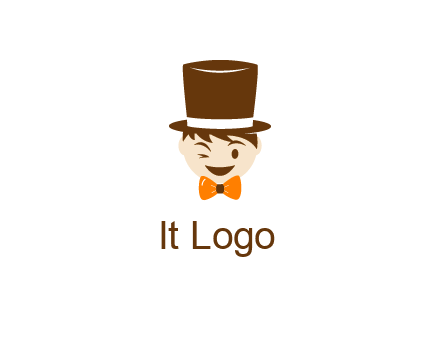 winking character with bow tie and top hat