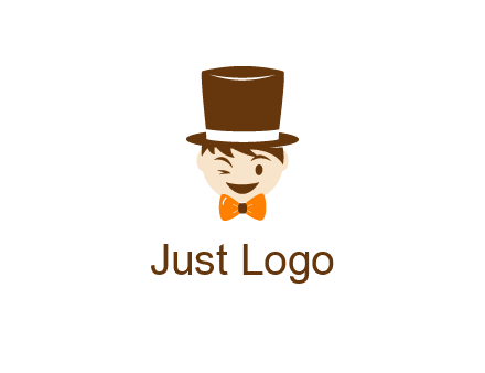 winking character with bow tie and top hat