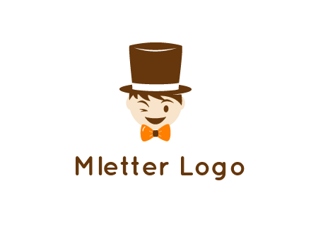 winking character with bow tie and top hat