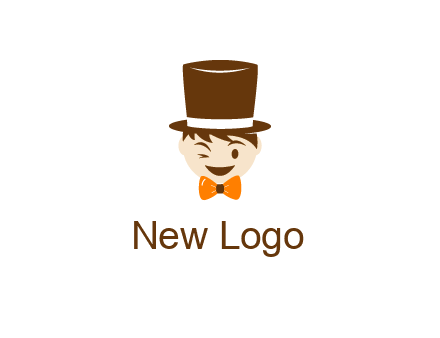 winking character with bow tie and top hat