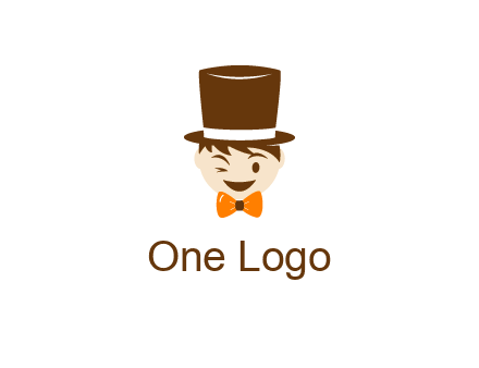 winking character with bow tie and top hat