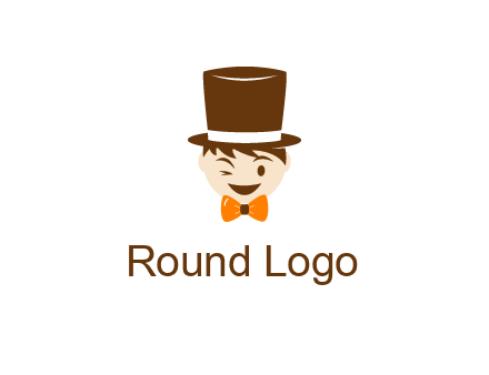 winking character with bow tie and top hat