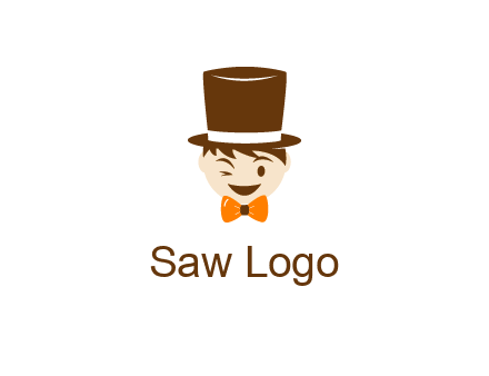 winking character with bow tie and top hat