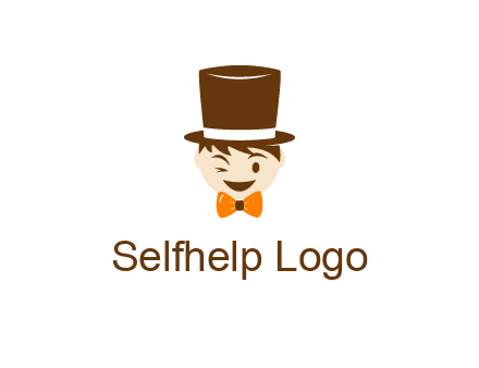 winking character with bow tie and top hat