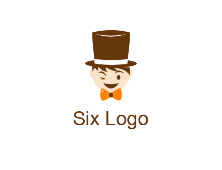 winking character with bow tie and top hat