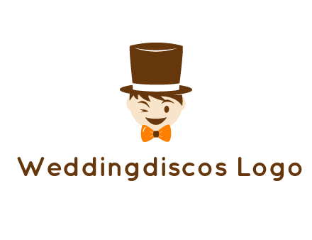 winking character with bow tie and top hat