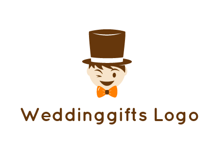 winking character with bow tie and top hat