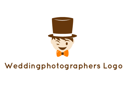 winking character with bow tie and top hat