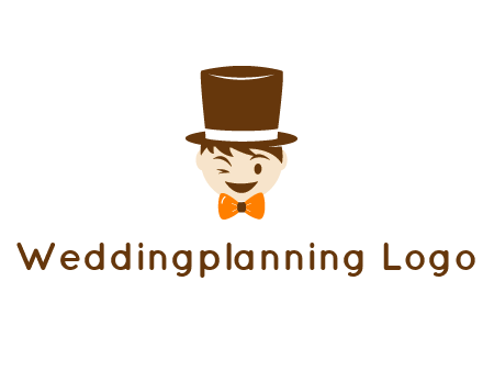 winking character with bow tie and top hat