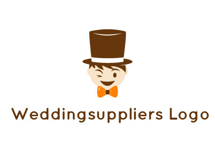 winking character with bow tie and top hat