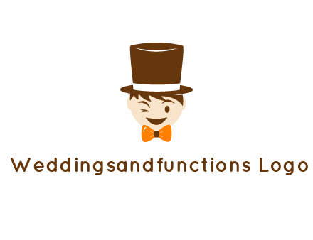 winking character with bow tie and top hat