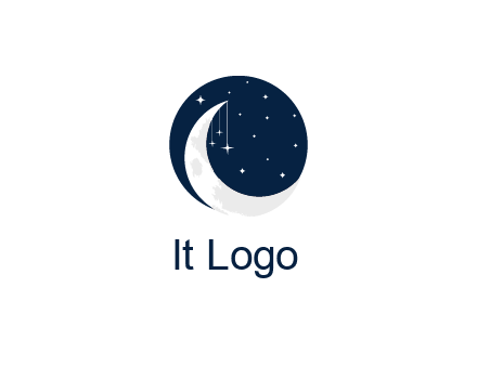 moon and stars at night logo