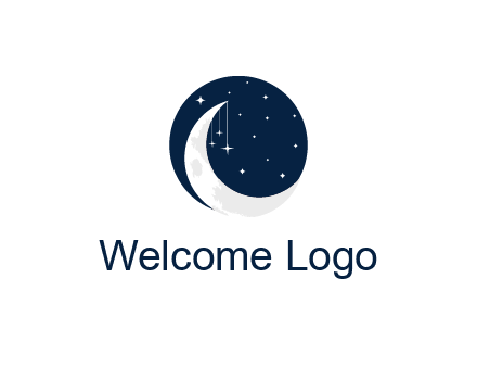 moon and stars at night logo