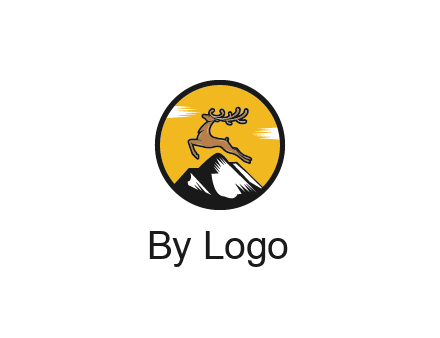 reindeer jumping over mountains logo