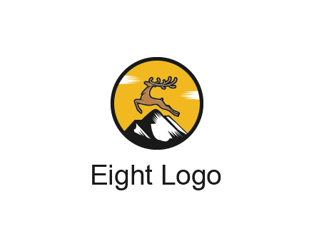 reindeer jumping over mountains logo