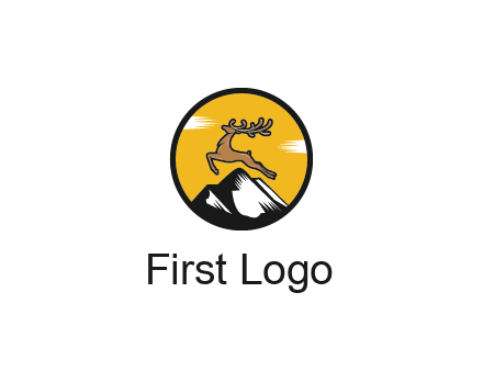 reindeer jumping over mountains logo