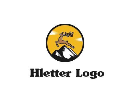 reindeer jumping over mountains logo