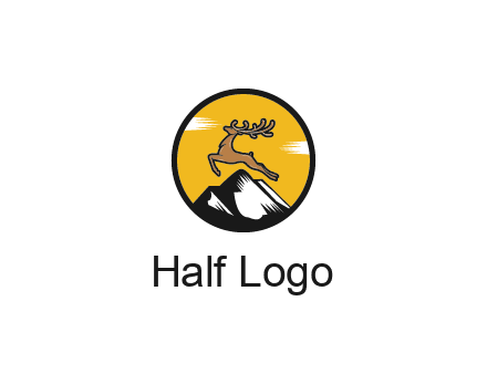 reindeer jumping over mountains logo