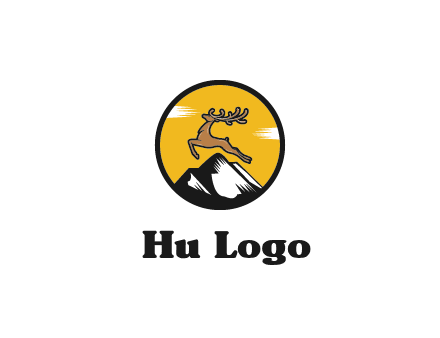 reindeer jumping over mountains logo